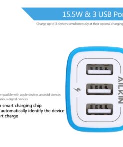 USB Charger Multi Port, AILKIN USB Charger Charging Block USB Wall Plug Travel Charger Fast Phone Cube Brick USB Box for iPhone 15 14 13 12 11 10 X, Samsung Galaxy, Google Pixel, Motorola (Blue/3Port) 1Pack 3 USB Port Blue 11 61pP9P6nSGL