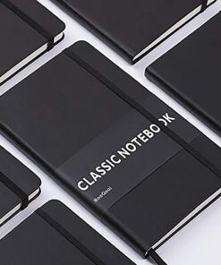 2 Pack Classic Ruled Notebooks/Journals - Premium Thick Paper Faux Leather Writing Notebook, Black, Hard Cover, Large, Lined (5.4 x 8.3) 38 61pTYNI5fL