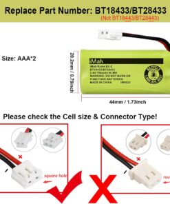 Alternative view of iMah BT18433/BT28433 2.4V 750mAh Ni-MH Battery Also Compatible with AT&T VTech Cordless Phone CS6229 BT184342 BT284342 BT183348 BT283348 BT8300 BT1011 BT1018 BT1022 BT1031 2SN-AAA55H-S-J1, 2-Pack