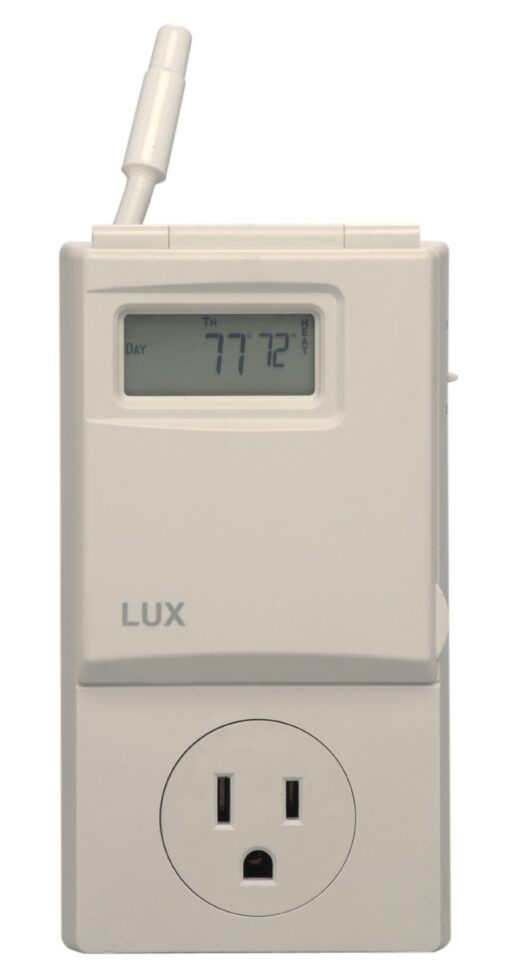 Lux WIN100 Automatic Heating & Cooling 5-2 Day Programmable Outlet Thermostat, Compatible with Portable A/C, Fans, and Space Heaters One Color