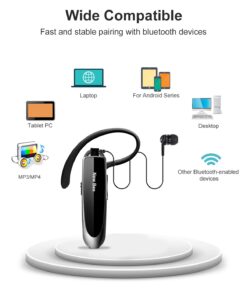 New bee Bluetooth Earpiece V5.0 Wireless Handsfree Headset with Microphone 24 Hrs Driving Headset 60 Days Standby Time for iPhone Android Samsung Laptop Trucker Driver (Black) Black 28 61pahbslKQL