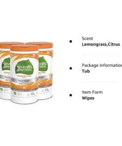 Seventh Generation Disinfecting Multi-Surface Wipes, Lemongrass Citrus, 70 Count, Pack of 3 (Packaging May Vary) 70 Count Pack of 3 18 61pbZAQLUSL