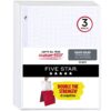 Five Star Loose Leaf Paper, 3 Pack, Notebook Paper, Graph Paper, Reinforced Filler Paper, Fights Ink Bleed, 8.5 x 11, 100 Sheets per Pack (38034) 15 61pcRafwEDL