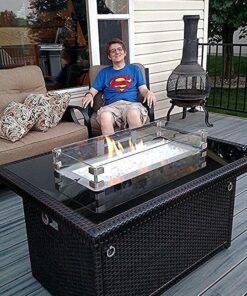 Outland Living 401 Series - 44-Inch Outdoor Propane Gas Fire Table, Espresso Brown/Rectangle 42 61pdXLF5D6L