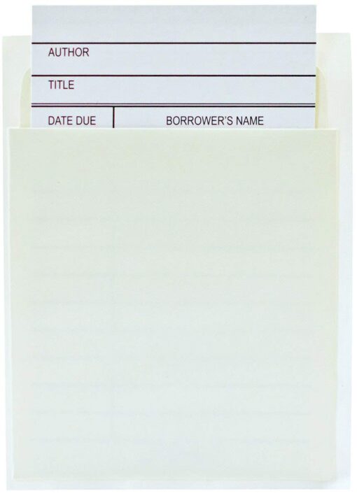 Jot & Mark Library Kit with 100 Book Card Pockets and Catalog Checkout Cards | Perfect for creating School Classroom, Church, Social Group and Personal Libraries