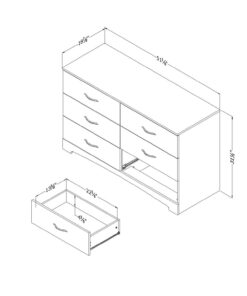 South Shore Step One 6-Drawer Double Dresser,Pure Black with Matte Nickel Handles Pure Black 31 61ph8JRNjPL