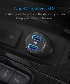 Anker 24W 4.8A Car Charger, 2-Port Ultra-Compact PowerDrive 2 Elite with PowerIQ Technology and LED for iPhone XS/Max/XR/X/8/7/6/Plus, iPad Pro/Air/Mini, Galaxy Note/S Series, LG, Nexus, HTC, and More Black 43 61pmT8vquBL