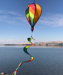In the Breeze 6 Panel Rainbow Stripe Hot Air Balloon - Wind Spinner Includes Curlie Tail - Colorful Kinetic Hanging Decoration,11" W x 17" H, 30" Tail 6 61poETtTlZL