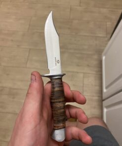 Mossy Oak 2-piece Bowie Knife, Fixed Blade Hunting Knife with Leather Handle, Sheath Included 40 61poepltCKL