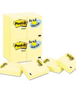 Post-it Mini Notes, 1.5 in x 2 in, 24 Pads, America #1 Favorite Sticky Notes, Canary Yellow, Clean Removal, Recyclable (653-24VAD-B)
