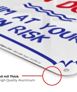 No Lifeguard On Duty Swim at Your Own Risk Sign, Pool Sign, 10x14 Heavy 0.40 Aluminum Weather/Fade Resistant, Easy Mounting, Indoor/Outdoor Use, Made in USA 18 61pqVbVseL