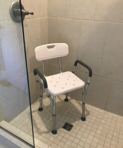 Vaunn Medical Shower Chair Bath Seat With Padded Arms, Removable Back and Adjustable Legs, Bathtub Safety and Support 45 61pzANVtmML