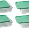 Pyrex 3-cup Rectangle Glass Food Storage Set Container (Pack of 4 Containers) Made in the USA 3 cup, Box of 4 Containers Green 3 61q8F9eNzqL