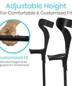 Vive Forearm Crutches (Pair) - Adjustable, Lightweight Arm Crutches Forearm for Adults - Ergonomic Arm Crutch Cuff and Comfortable Handles - Heavy Duty Crutches Non Slip Skid Replaceable Rubber Tips Black 22 61q9NmQAfSL