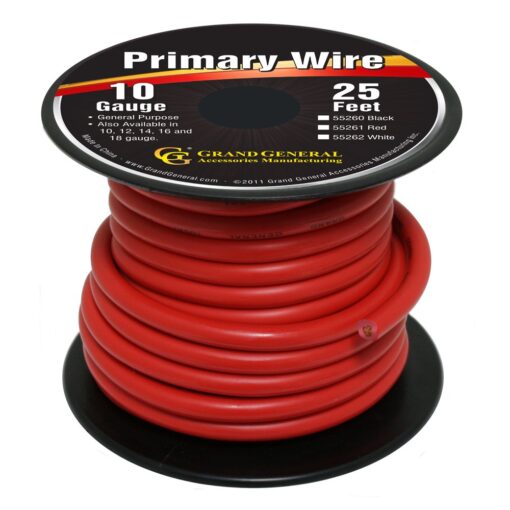 Grand General 55261 Red 10-Gauge Primary Wire 25 Ft