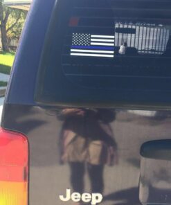 Thin Blue Line Flag Decals - 3x5 in. Black White and Blue American Flag Stickers for Cars, Trucks - in Support of Police and Law Enforcement Officers (2-Pack) 2-pack 44 61qIp aduyL