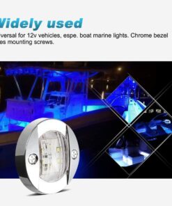 Partsam 4Pcs 3" Inch Round Chrome Marine Boat Lights Blue LED Transom Mount Stern Anchor Navigation Lights IP67 Waterproof, Boat LED Stern Lights, Night Fishing Lights,Deck Lights, 12V, Surface Mount 25 61qLYLrSM3L