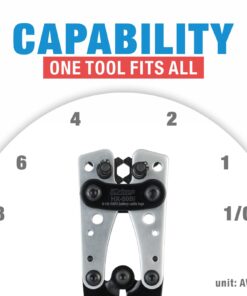 iCrimp Battery Cable Lug Crimping Tool for 8, 6, 4, 2, 1, 1/0 AWG Heavy Duty Wire Copper Lugs, Battery Terminal, with Wire Shear Cutter HX-50BI 38 61qLauhY3sL