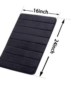 FINDNEW [Update Non-Slip Soft Microfiber Memory Foam Bath Mat,Toilet Bath Rug,with Increased Friction Bottom Washable Quickly Drying Bathroom mats (16" X 24", Black) 16"X 24" 22 61qNTYiItBL