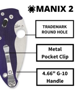 Spyderco Manix 2 Signature Knife with 3.37" CPM S110V Steel Blade and Durable Dark Blue G-10 Handle - PlainEdge - C101GPDBL2 30 61qP6M2J4CL