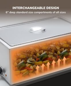 SYBO Commercial Grade Stainless Steel Bain Marie Buffet Food Warmer Steam Table for Catering and Restaurants (1 Section) 1 Section 14 61qQKCtchpL