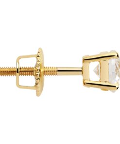 14K Solid Gold Stud Earrings | Round, Pear, Oval, Cushion, Emerald, Princess & Heart Cut Cubic Zirconia Stud | Screw Back Posts | 0.50 to 4.0 CTW | With Gift Box .50 CTW (.25 Ct Each) Round Cut 14K Yellow Gold 10 61qSXLBGBbL