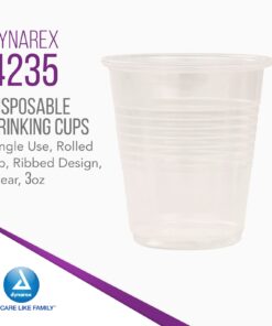 Dynarex Disposable Clear Drinking Cups - Single Use Plastic Cups for Office, Hospital, Clinic - with Rolled Rim, Ribbed Center - 3oz, Bulk Supplies Box of 100 3 oz. 12 61qUb4s bbL