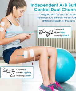 KEDSUM Dual Channel Rechargeable Tens Unit, 24 Modes Tens Unit Muscle Stimulator for Pain Relief Therapy, Electronic Pulse Massager Muscle Massager with 16 Pcs Electrode Pads 28 61qcHCrLrYL