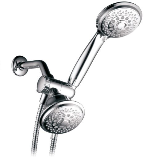 HotelSpa 8814 30-Setting 3 way Head / Handheld Shower Combo with Premium 5-Ft Stainless Steel Hose, 6 x 4 x 9-Inch, Chrome