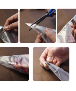 DLOnline 200 Pcs Disposable Cream Pastry Bag Cake Icing Piping Decorating Tool Cupcake Decorating Piping Icing Bag (Red) Red 23 61qg8iGu6cL