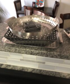 Grill Basket - Yukon Glory™ 3-Piece Mini Grilling Basket Set - Stainless Steel Perforated Grill Baskets for Grilling Veggies Seafood and Meats Includes Grill Pan - Square Basket and Circular Basket 39 61qgBf64P L