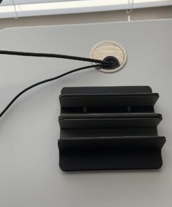 OMOTON [Updated Dock Version Vertical Laptop Stand, Double Desktop Stand Holder with Adjustable Dock (Up to 17.3 inch), Fits All MacBook/Surface/Samsung/HP/Dell/Chrome Book (Black) Black 33 61qqj7h018L