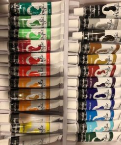 Castle Art Supplies 24 x 12ml Acrylic Paint Set | Value Beginner Set for Starters or Adult Artists | Quality Intense Colors | Smooth to Use on Range of Surfaces | In Neat Presentation Box 24 Count (Pack of 1) 32 61qubEsakxL