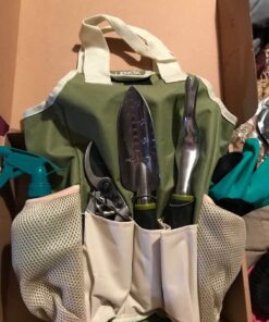Garden Tool Set | Garden Tools Organizer Tote | Gardening Gloves Included Great Garden Tools for Woman and Men | 9 Piece Garden Accessories Tool Organizer Kit | Gardening Gifts | Gardeners Supply Green 36 61qvGXjAfpL