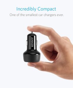 Anker 24W 4.8A Car Charger, 2-Port Ultra-Compact PowerDrive 2 Elite with PowerIQ Technology and LED for iPhone XS/Max/XR/X/8/7/6/Plus, iPad Pro/Air/Mini, Galaxy Note/S Series, LG, Nexus, HTC, and More Black 41 61qvYi6UjqL