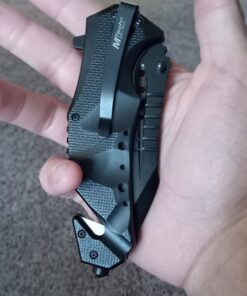 MTech USA – Spring Assisted Folding Knife – Black Stainless Steel Blade and Black Aluminum Handle with Rope Cutter, Glass Punch and Pocket Clip - Hunting, Camping, Survival, Tactical, EDC – MT-A845BK Black Blade 40 61qyOLNpsL