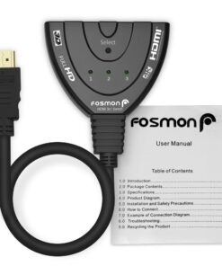 Fosmon 4K HDMI Switch 3 in 1 out 4K@30Hz, 3-Port HDMI Splitter Hub Switcher Auto Switching UHD 3D HDR HD 1080P HDCP, for HDTV, PS5/4, Xbox, Fire Stick 3-Port / 4K@30Hz 23 61r1VWBg3CL