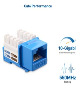 Cable Matters UL Listed 10-Pack RJ45 Keystone Jack, Cat6 Keystone Jacks in Blue 14 61r4ns2cVvL