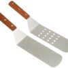 Grill, Dump Truck, Stainless Steel, Riveted Smooth Wooden Handle, Commercial Grade, a Perforated Solid Spatula, 2-piece Set 21 61r4y31OXQL