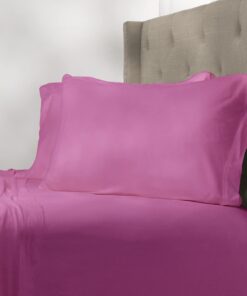 Baltic Linen Jersey Cotton Sheet Set, King, Bright Pink, 4 Piece 8 61r6fDpSKL