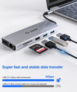 USB C HUB, Upgraded TOTU 13 in 1 Type C Hub Dongle Adapter (4K Dual HDMI&DP,75W PD), Triple Display Docking Station for Windows&MacBook Pro USB C Systems, macOS only Support Mirror Display 35 61r7MVgaS7L 1