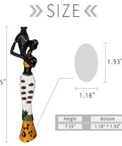 Gedengni 𝑩𝒍𝒂𝒄𝒌 𝑭𝒊𝒈𝒖𝒓𝒊𝒏𝒆𝒔 𝑨𝒇𝒓𝒊𝒄𝒂𝒏 𝑨𝒓𝒕 𝑫𝒆𝒄𝒐𝒓, African Figure Sculpture Tribal Lady Figurine Statue Decor Collectible Art Piece, 7.5-Inch, Pack of 3 Yellow Statu -3pc 23 61rBwTF5LFL