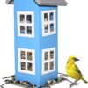 Sherwoodbase Ridge - Wild Bird House Feeder, Weatherproof Design for Easy Cleaning & Refills, Comes with Hook to Hang on Tree, Poles in Backyard Garden, Patio; Gift idea for Parents (Blue) 57 61rFfaoLHhL
