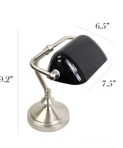 Alternative view of Simple Designs LT3057-BLK Traditional Mini Banker's Lamp with Glass Shade, Black