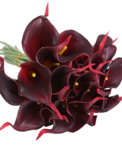 Luyue 20 Pcs Fake Calla Lily Artificial Flowers Bridal Wedding Bouquet Latex Real Touch Flower Home Kitchen Office Decor-Brick Red Brick Red 20 61rGqUK pJL