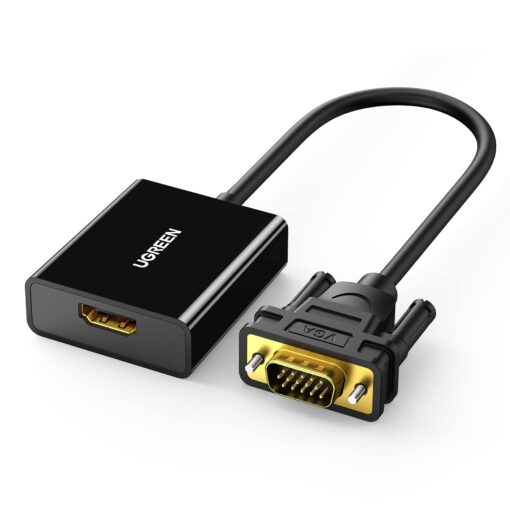 UGREEN HDMI to VGA, HDMI to VGA Adapter Connector(Female to Male) with 3.5mm Audio Jack Compatible with Monitor, PC, Xbox, TV Stick, Raspberry Pi, Nintendo Switch, Roku, Computer, Laptop