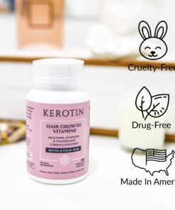 Kerotin Hair Growth Vitamins, Biotin Supplement, DHT Blocker, Collagen Stimulator, for Hair Loss Support, Nail & Skin Care, Includes Saw Palmetto, Vitamin D3 & More - 60 Pills (1 Month Supply) 60 Count (Pack of 1) Capsules 27 61rIrTAJQPL 1