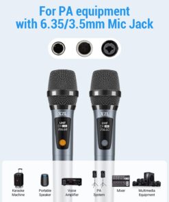 XZL Professional Wireless Microphones for Karaoke Singing, Rechargeable Dual UHF Dynamic Microphone, with Long-Distance UHF Receiver, Plug and Play, Speech, Wedding, Church, PA System Navy 23 61rJMBraqKL