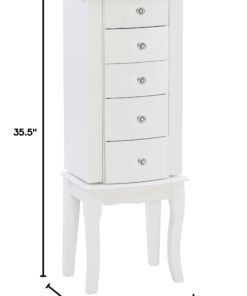 Powell Furniture Jewelry Armoire, White, 13"x 9.375"x 35.5" 37 61rLihuDSYL