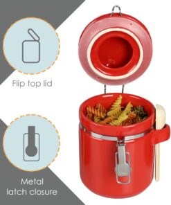 Alternative view of Canister Sets For The Kitchen (4 Piece Set) Red, High Gloss Ceramic | By Home Basics | Decorative | With Wooden Spoons, Countertop Set For Flour, Sugar, Coffee, and Snacks